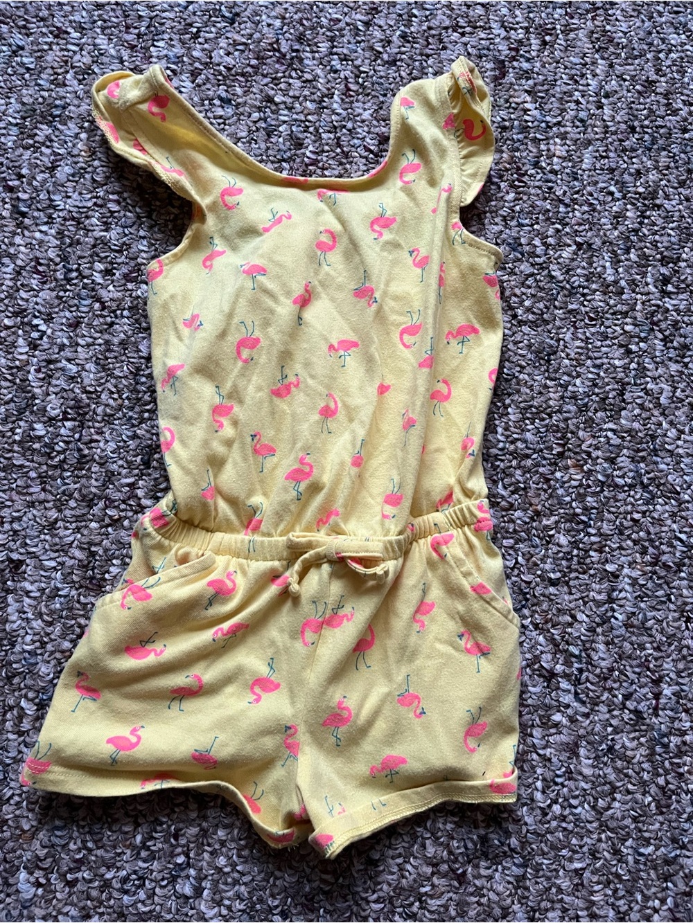 Cat & Jack Yellow Flamingo Print Romper